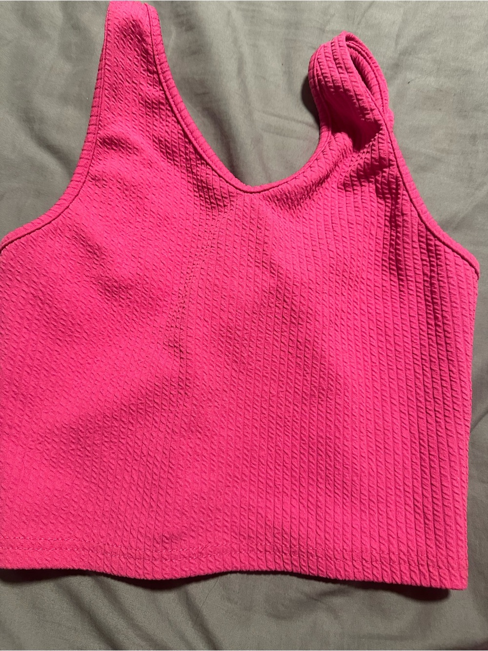 SHEIN Hot Pink Ribbed Scoop Neck Crop Tank